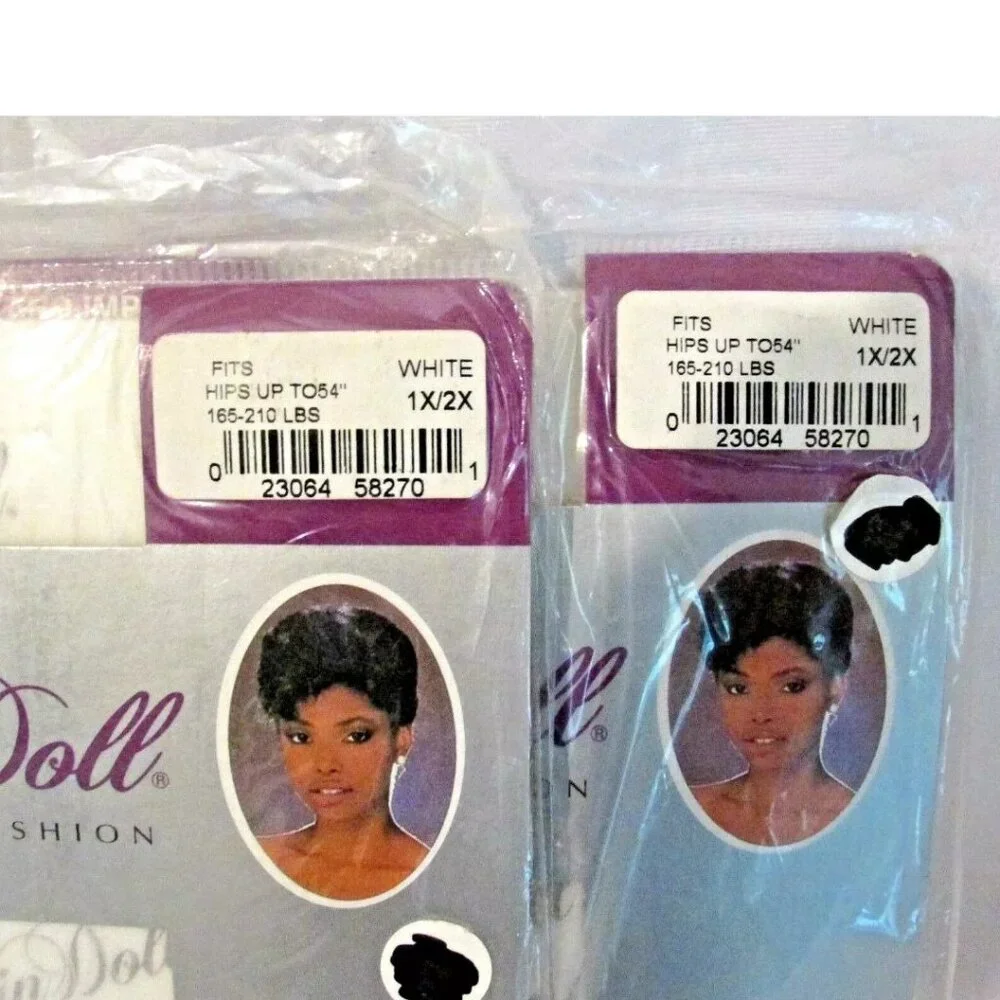 Satin Doll NWT VINTAGE 2 PAIR Size 1X - 2X Ultra Ultra Sheer Pantyhose Ivory